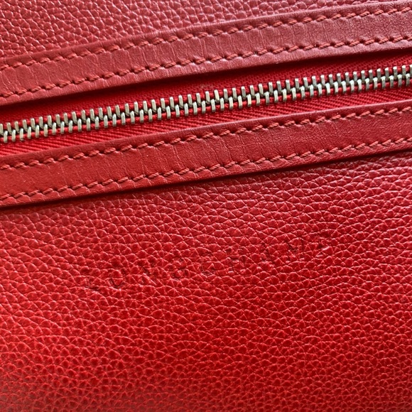 Longchamp Red Nappa Pebbled leather satchel handbag - Picture 6 of 13